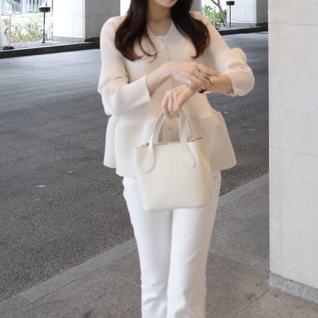【10/1~再受注予約】waffle peplum pleats cardigan