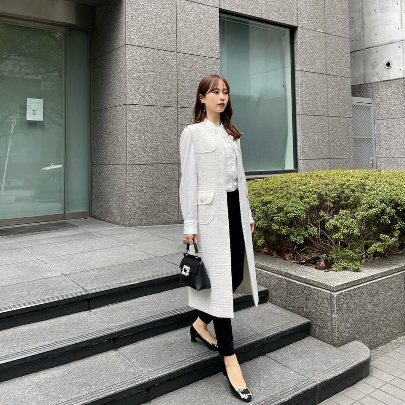 tweed long gilet | ENEU