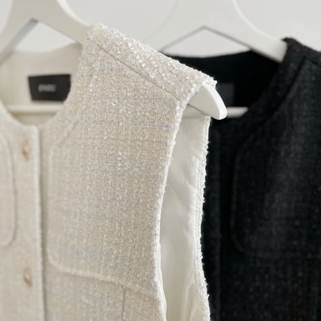 tweed long gilet