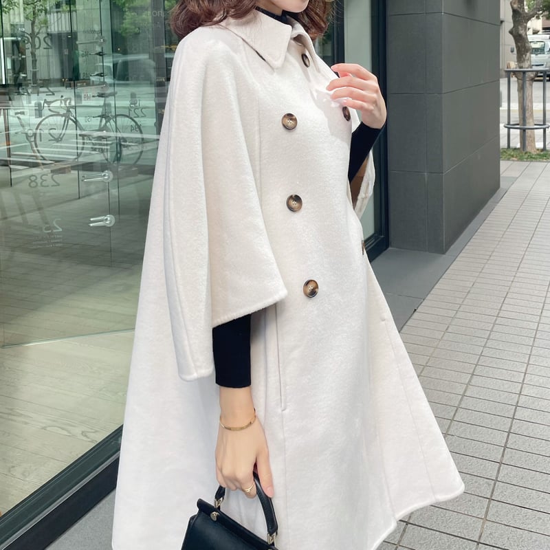 Handmade cape button wool coat | ENEU