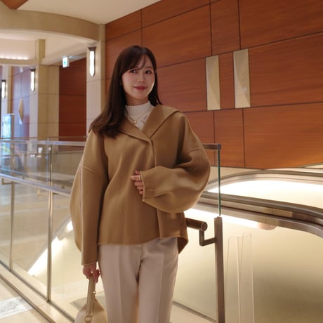 wool hood short coat