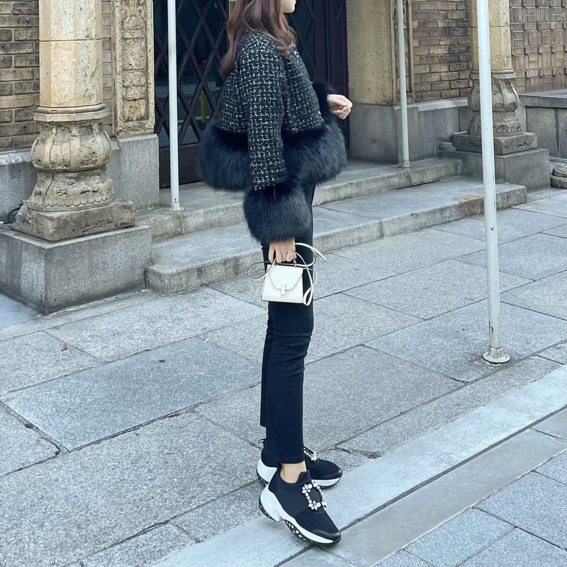 black/即納】fur tweed jacket | ENEU