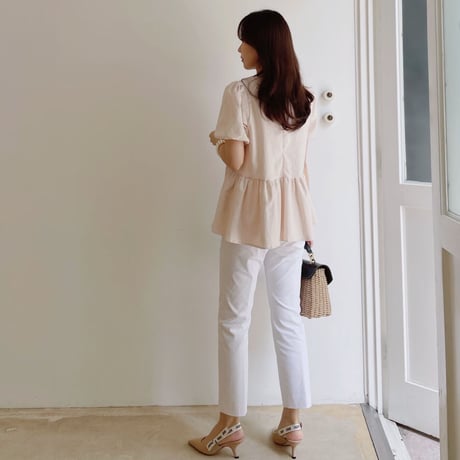 MADE’ jacquard peplum blouse / pink beige