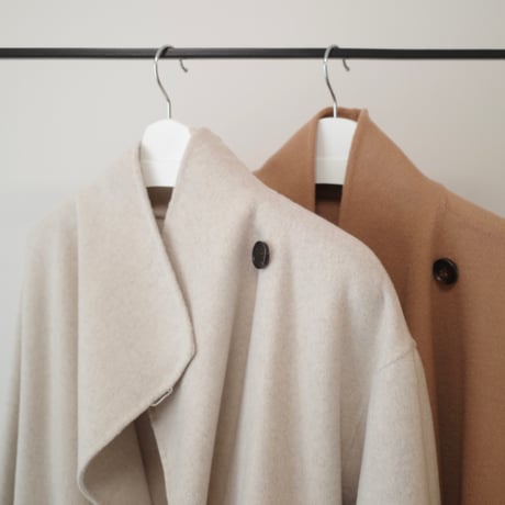 cashmere wool shawl long coat / oatmeal