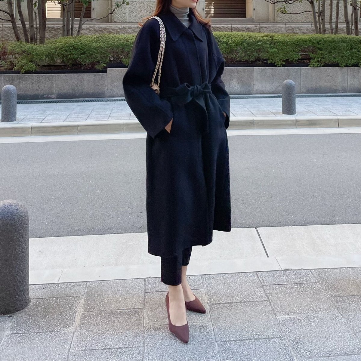 Handmade soutien collar wool coat / black | ENEU
