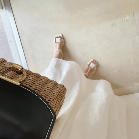 MADE’ jacquard tuck flare skirt / white