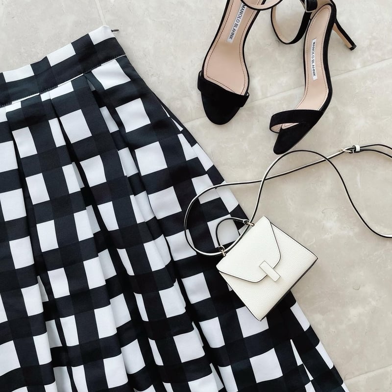block check tuck skirt | ENEU