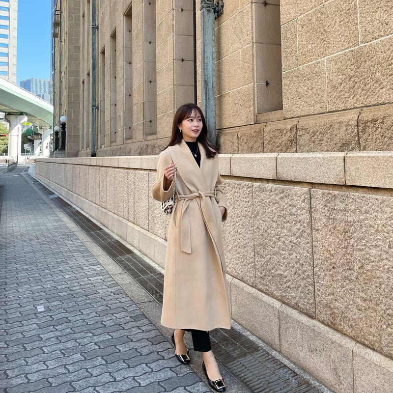 Na.e Shawl Collar Wool Coat camel 通常丈 Shawl Collar Wool Coat with Belt in Camel | Coats – Paisie