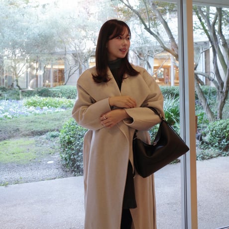 cashmere wool shawl long coat / oatmeal