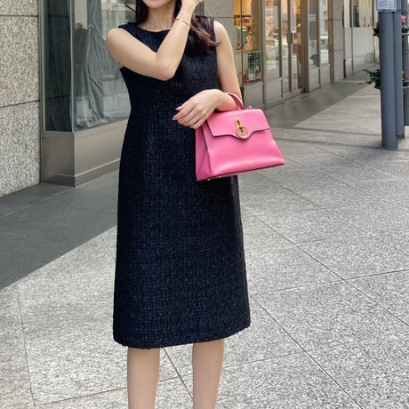 MADE TWEED DRESS / black