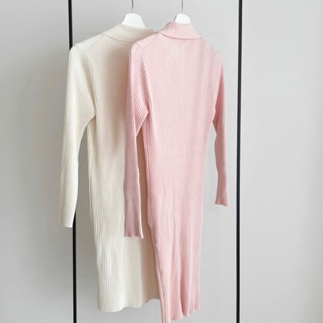 collar ribknit long cardigan