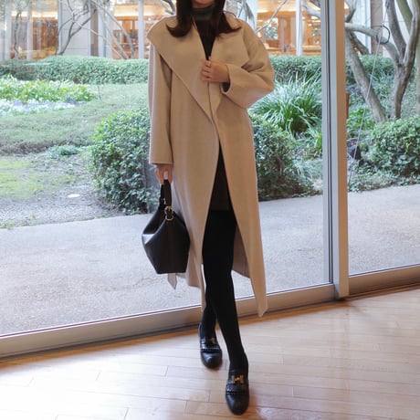 cashmere wool shawl long coat / oatmeal