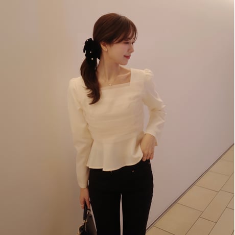 【9/17~再受注予約】front tulle peplum blouse