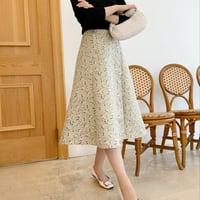flower jacquard a-line skirt  / beige