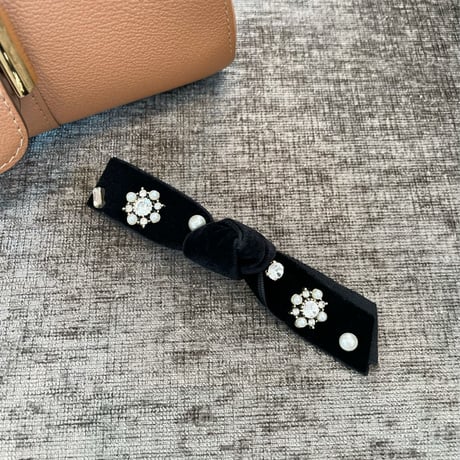 velvet ribbon bijou hair clip