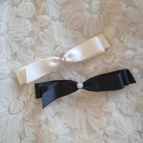 【3/30再入荷】point bijou ribbon barrette