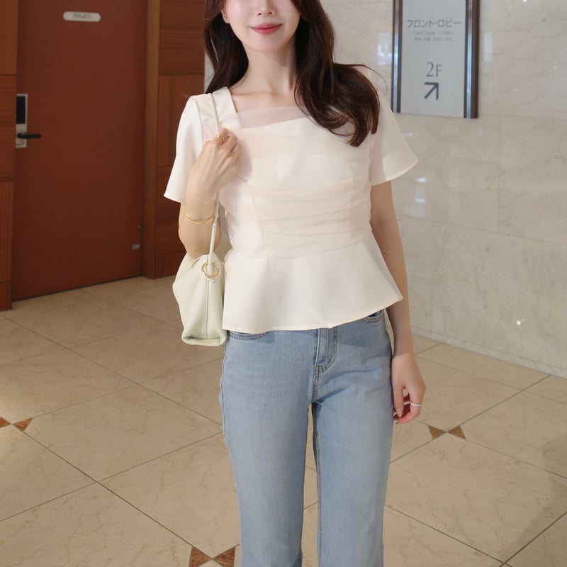 front tulle peplum half blouse | ENEU