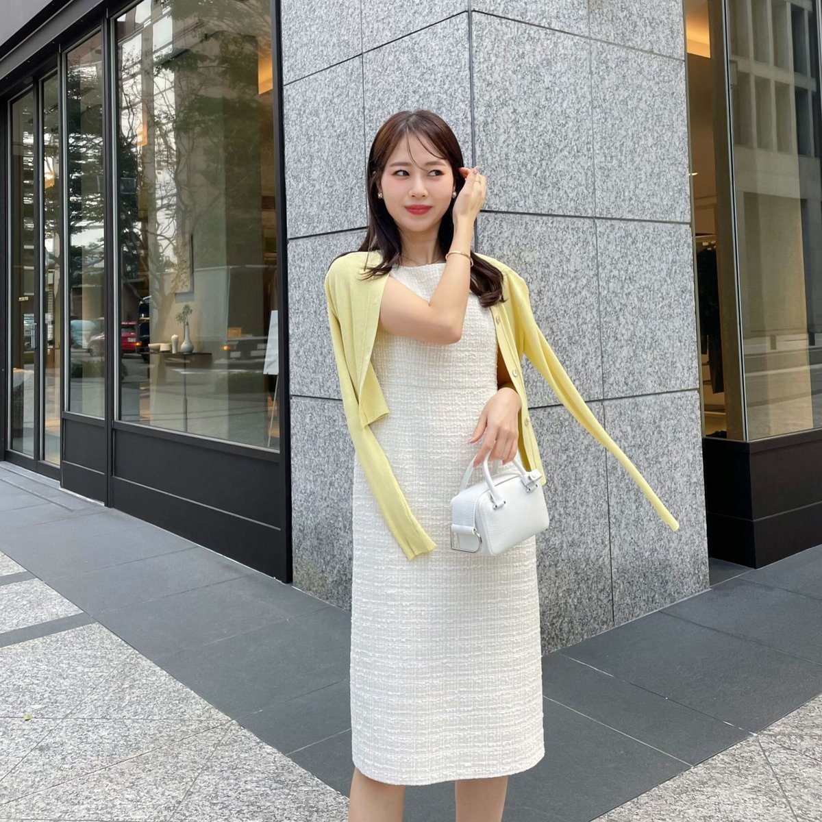 escada エスカーダ DUANNE TWEED DRESS - ひざ丈ワンピース