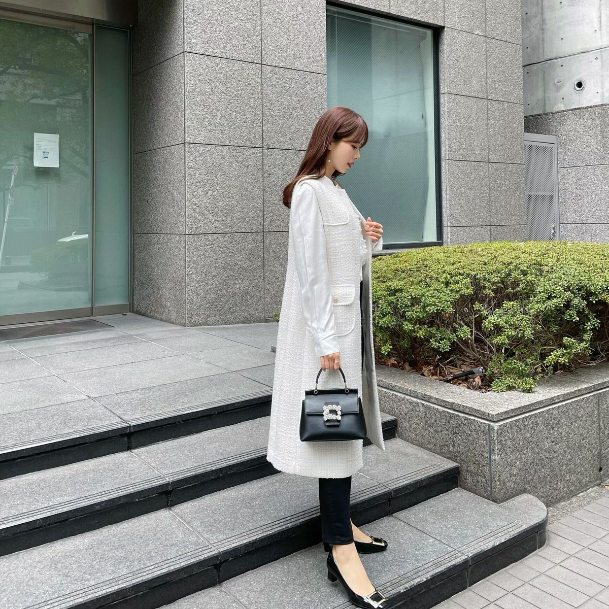 tweed long gilet | ENEU