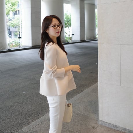 【10/1~再受注予約】waffle peplum pleats cardigan