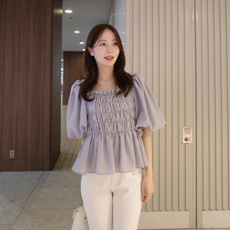 【6/4~再受注予約】gathering puff blouse(white)