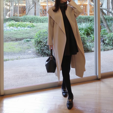 cashmere wool shawl long coat / oatmeal