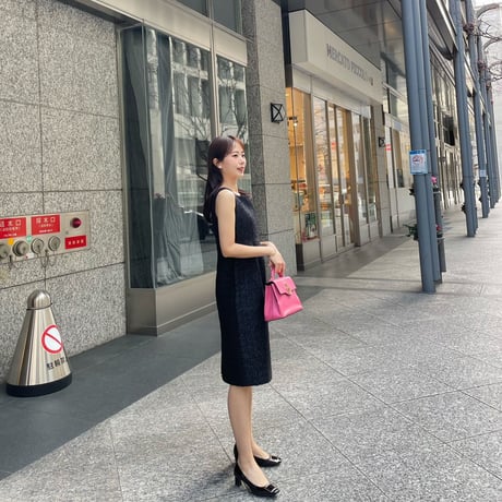 MADE TWEED DRESS / black
