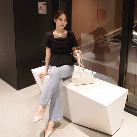 front tulle peplum half blouse