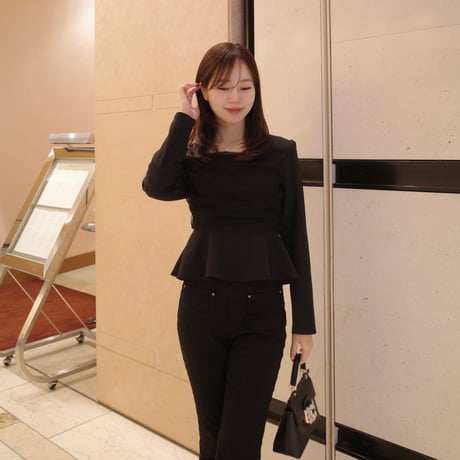 【9/17~再受注予約】front tulle peplum blouse