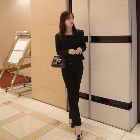 【9/17~再受注予約】front tulle peplum blouse