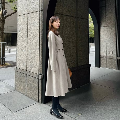 cashmere wool flare long coat