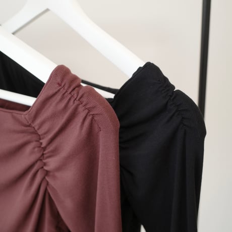 oneshoulder shirring cutsew