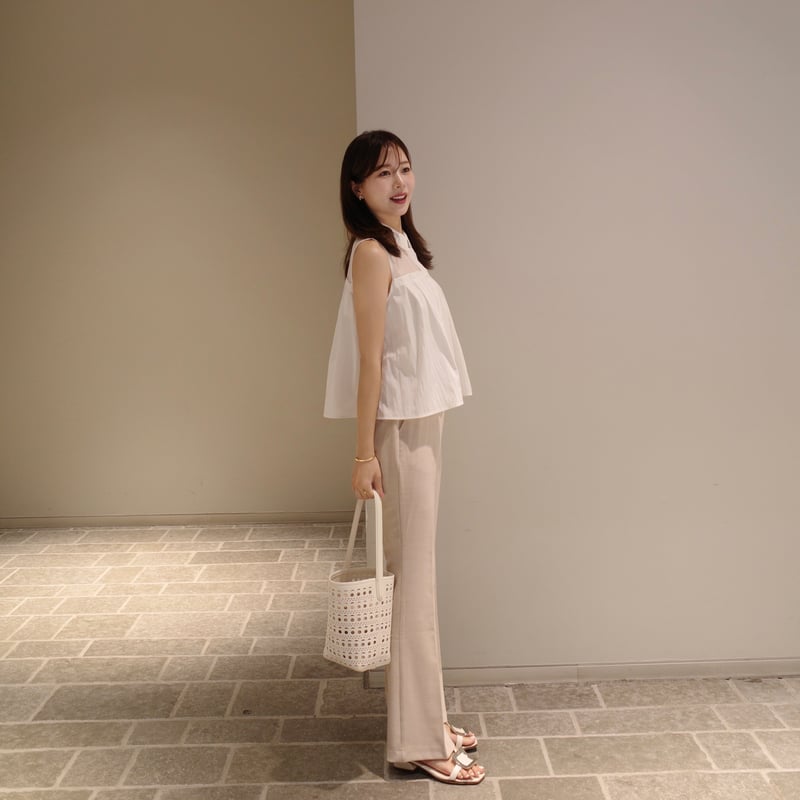 sheer button nosleeve blouse | ENEU