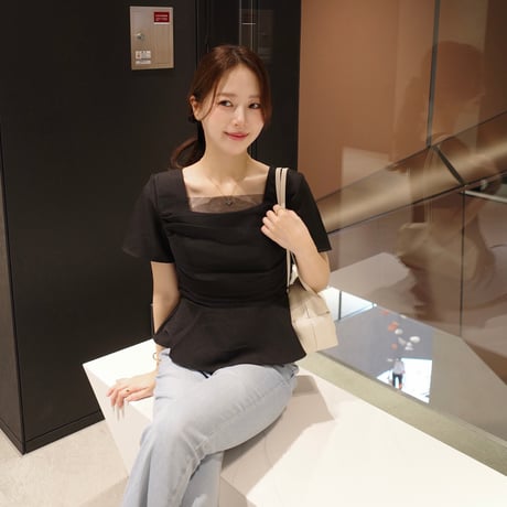 front tulle peplum half blouse