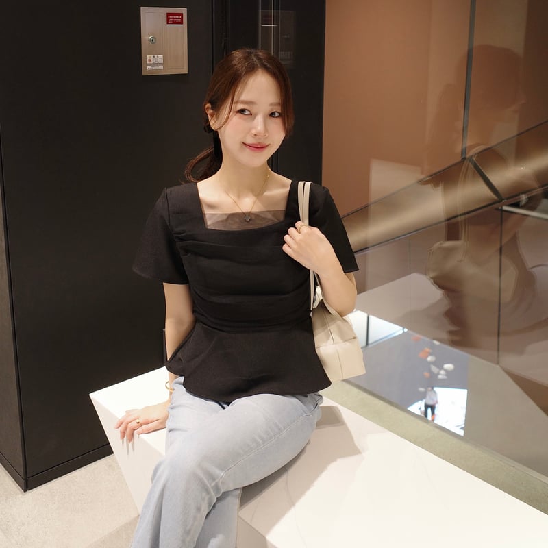 7/16~再受注予約】front tulle peplum half blouse | ENEU