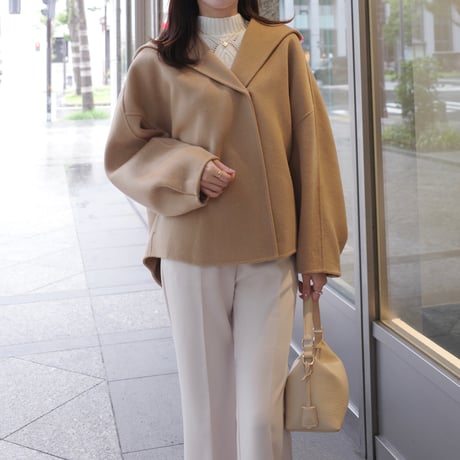 wool hood short coat