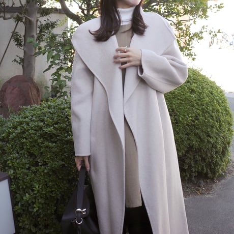 cashmere wool shawl long coat / oatmeal