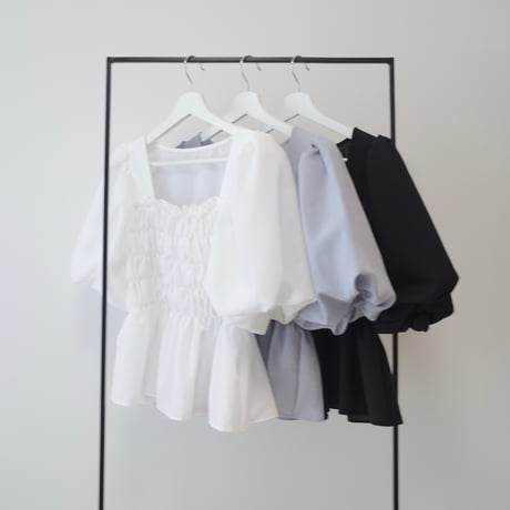 【6/4~再受注予約】gathering puff blouse(white)