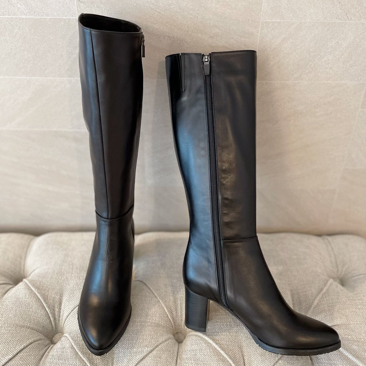 leather long boots