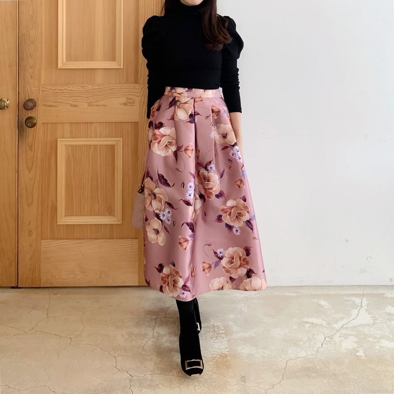 MADE' flower tuck skirt / pink | ENEU