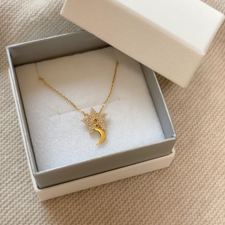 moon star long necklace