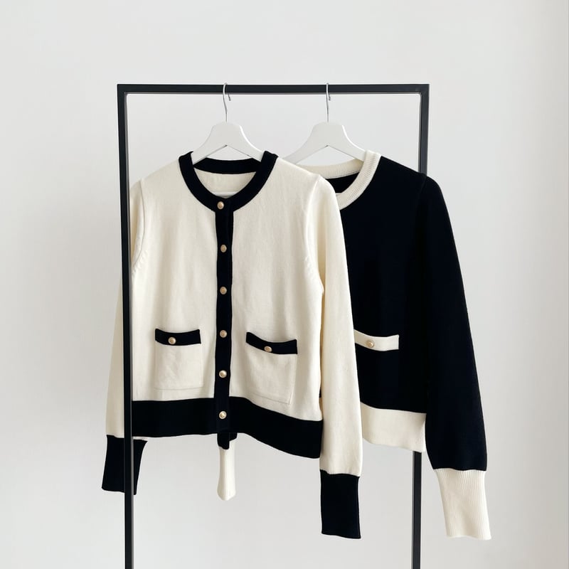 bicolor button knit cardigan | ENEU