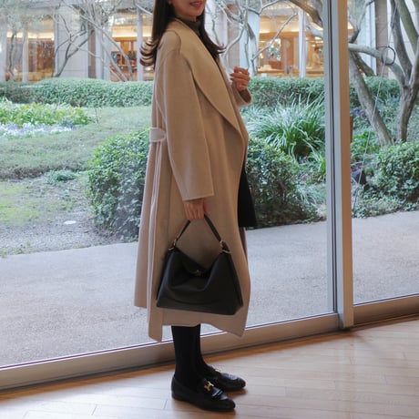 cashmere wool shawl long coat / oatmeal