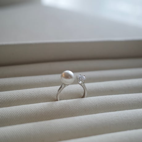 【10/8~再受注予約】pearl×cubic ring