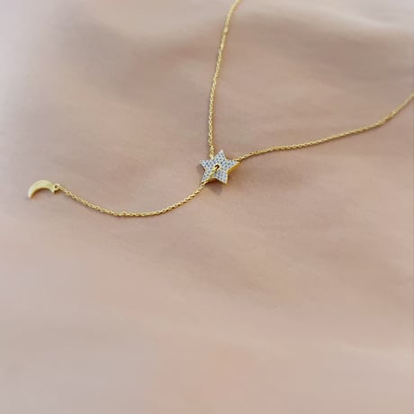 moon star long necklace