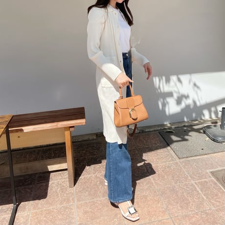 collar ribknit long cardigan