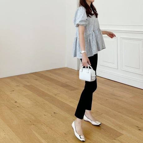 【7/23再入荷】MADE’ jacquard peplum blouse / ice blue