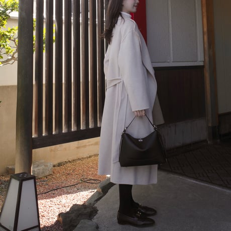 cashmere wool shawl long coat / oatmeal