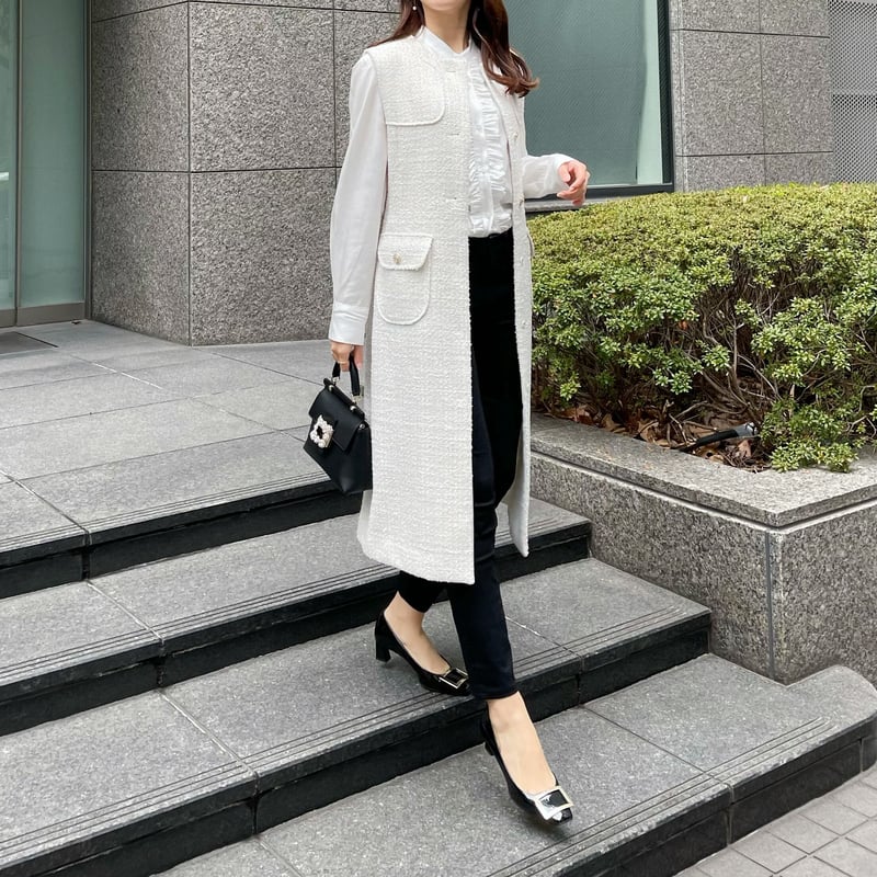 tweed long gilet | ENEU