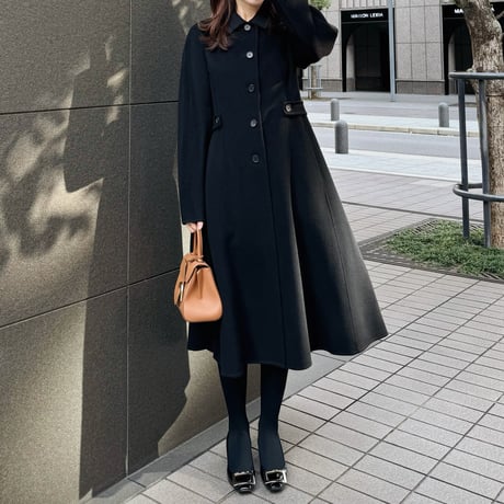 cashmere wool flare long coat